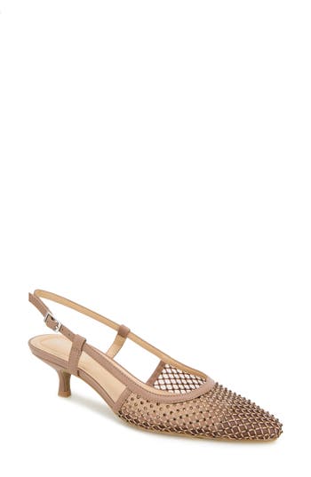 Reaction Kenneth Cole Maggie Mesh Slingback Pump In Tan Crystal Mesh
