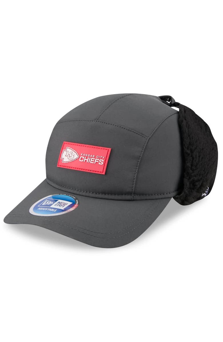New Era Men's New Era Charcoal Kansas City Chiefs 2025 Sideline Cold Weather Runner Dog Ear Adjustable Hat, Main, color, Charcoal