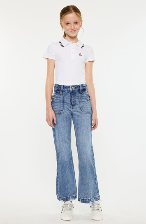 Kancan Sherri High Rise Wide Leg Flare Jeans In Blue