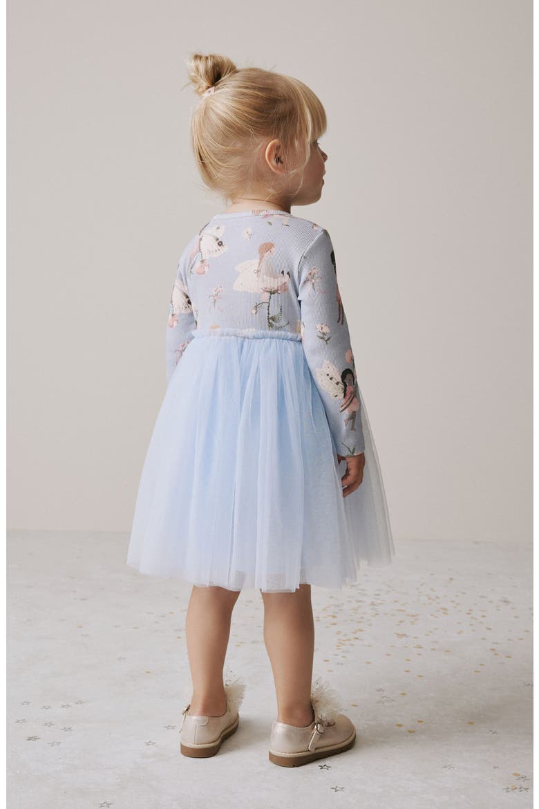 kids girl long sleeve dress Girls Baby Rib Cotton | Crayon Blue - Super Comfy Clothing, 100% Cotton, Sensory Friendly, USA Made making her stand out on stage Kids' Fairy Print Long Sleeve