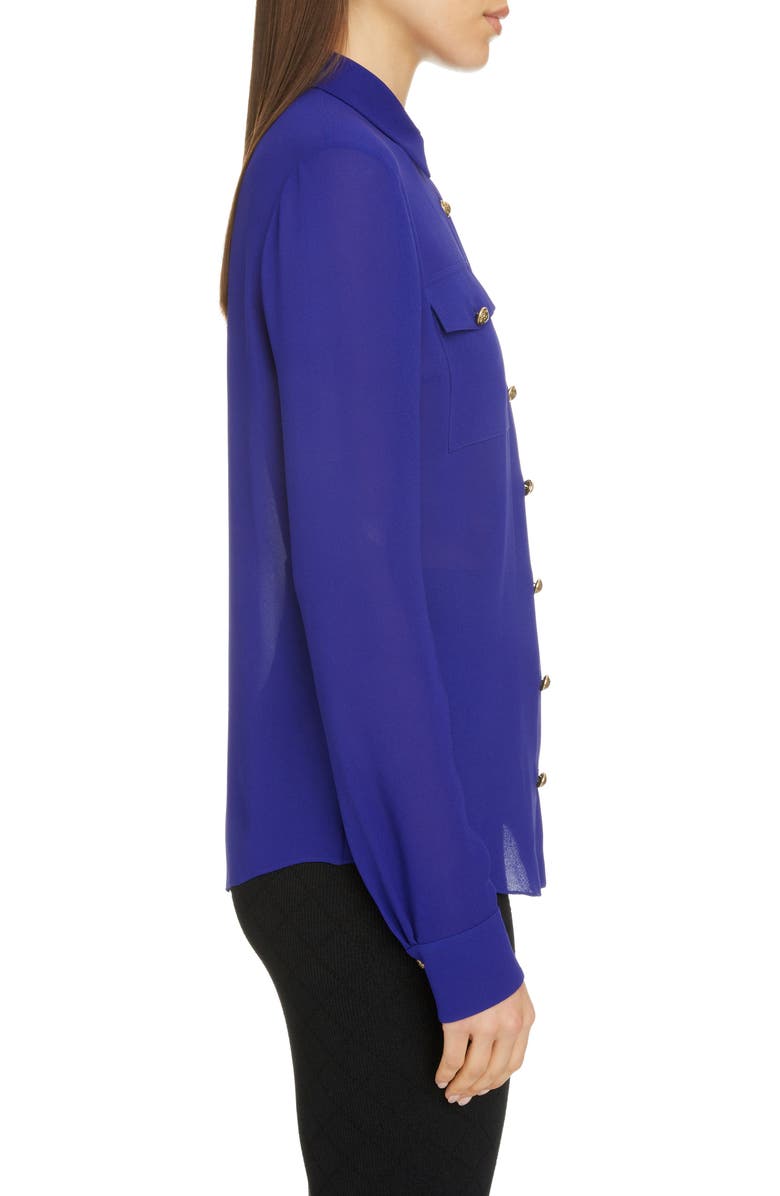 Balmain Silk Georgette Blouse, Alternate, color, 