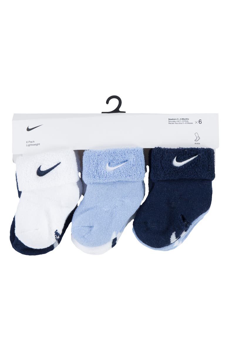 Nike 6-Pack Cuffed Terry Bootie Socks, Alternate, color, Cobalt Bliss