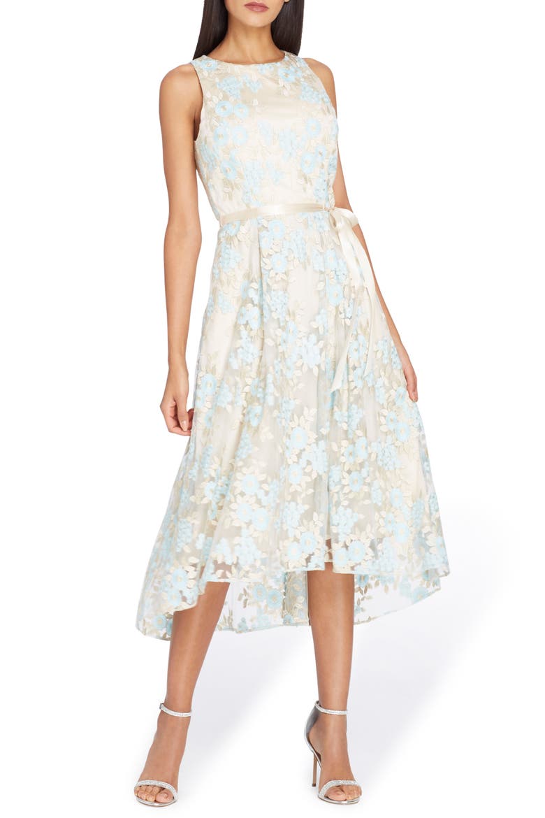 Floral Embroidered Dress, Main, color, NUDE/ ICE BLUE/ GOLD