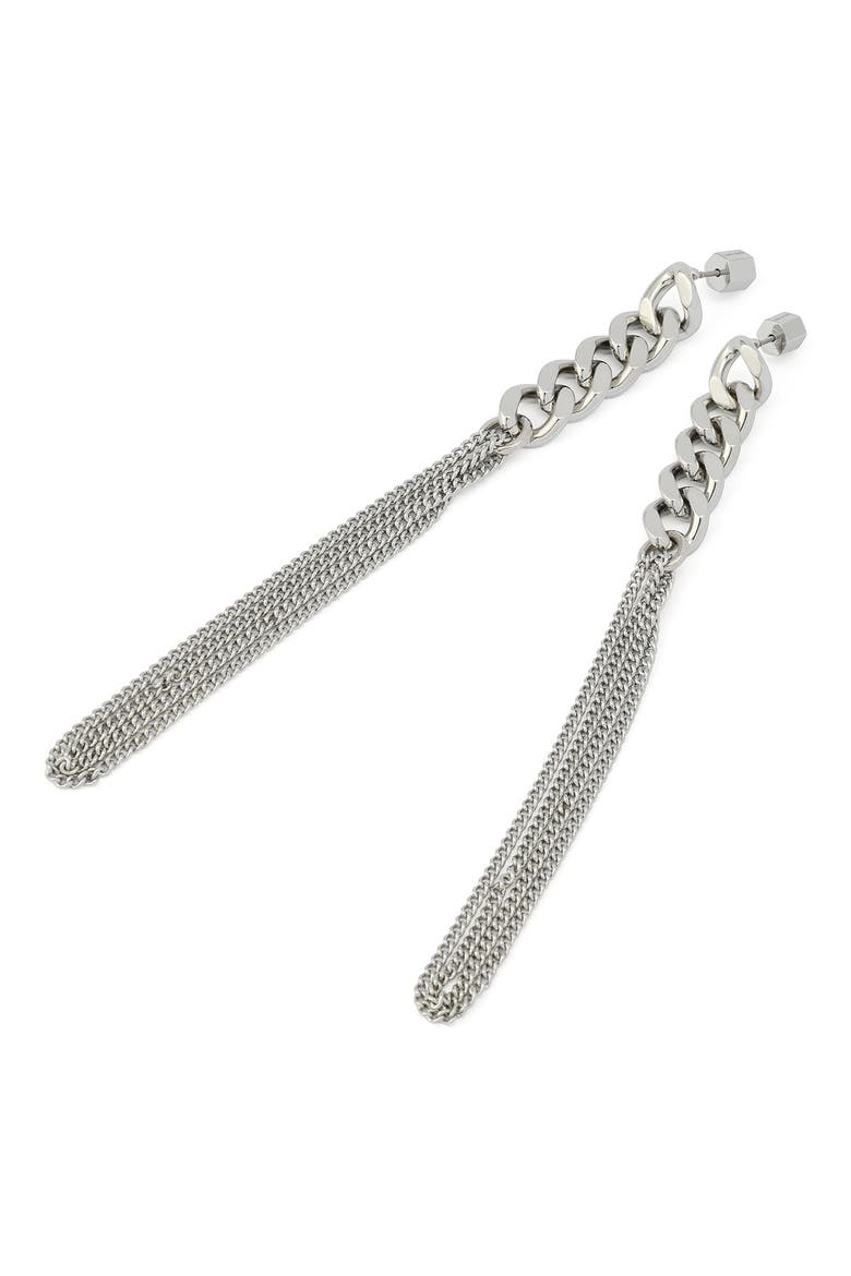 Mix Chain Linear Drop Earrings, Alternate, color, SHINY SILVER