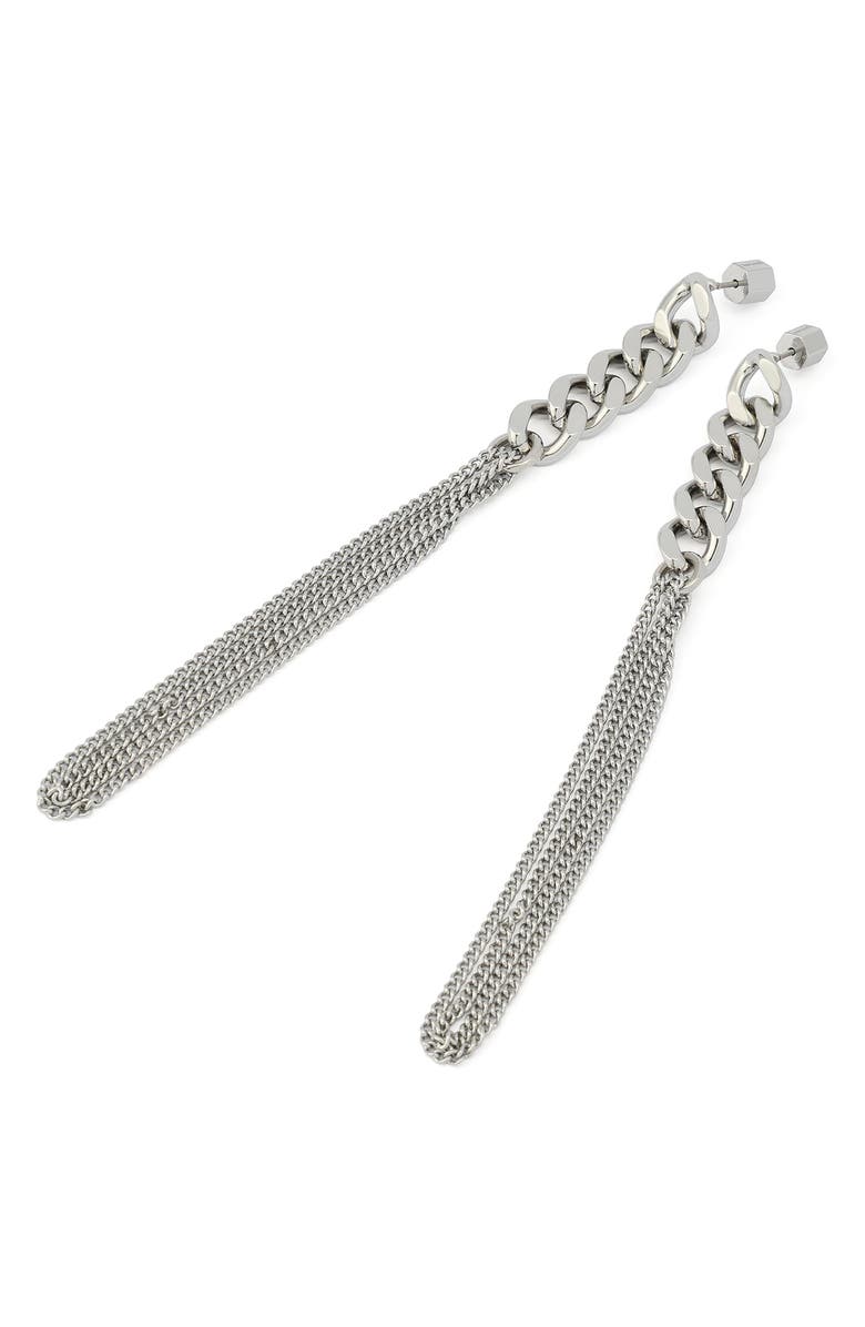 AllSaints Mix Chain Linear Drop Earrings, Alternate, color, Shiny Silver