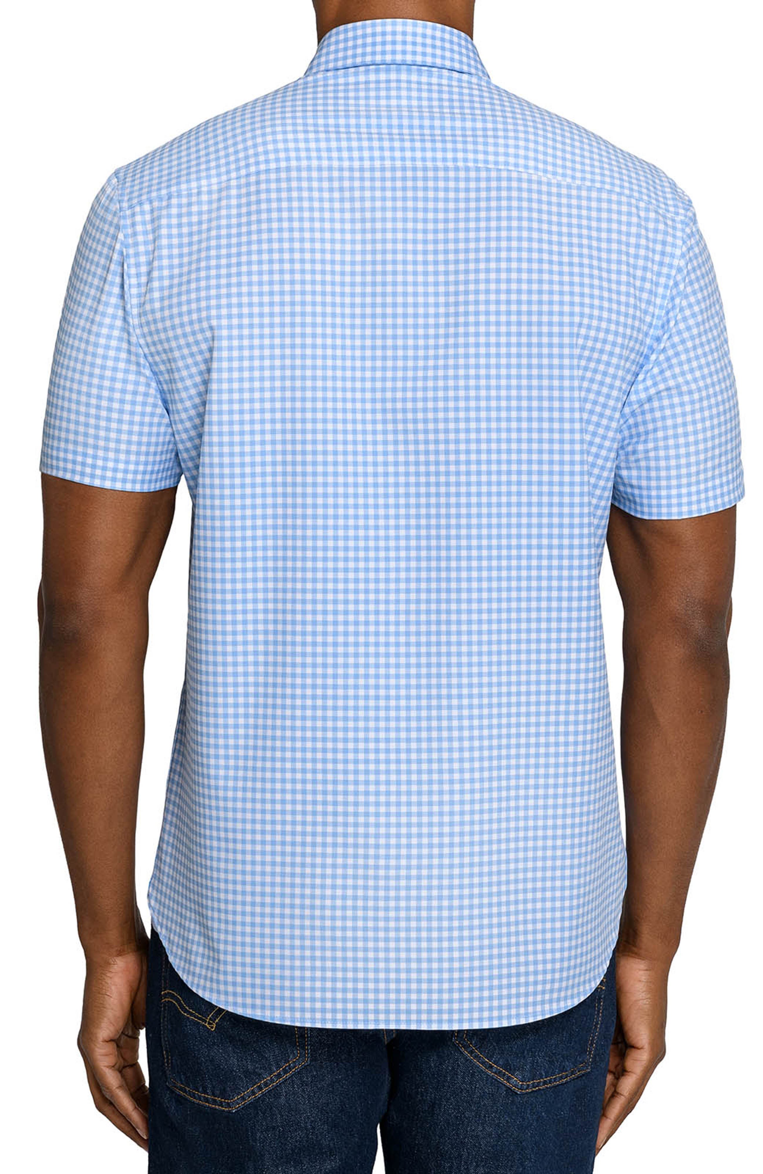 Slim Fit Gingham Woven Short Sleeve Basic Shirt - image 4