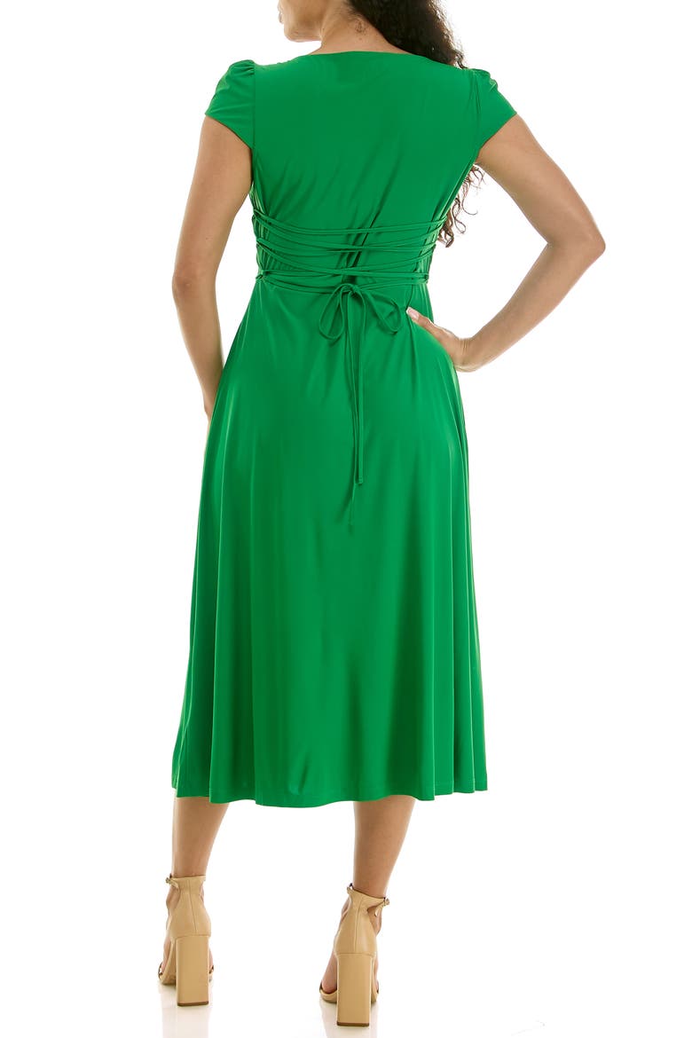 Cap Sleeve Fit & Flare Dress, Alternate, color, FERN GREEN