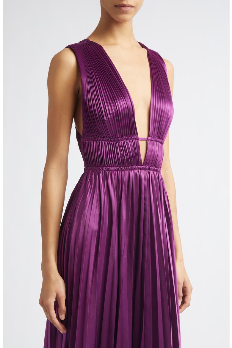 Lena Pleat Satin Gown, Alternate, color, AMARANTH
