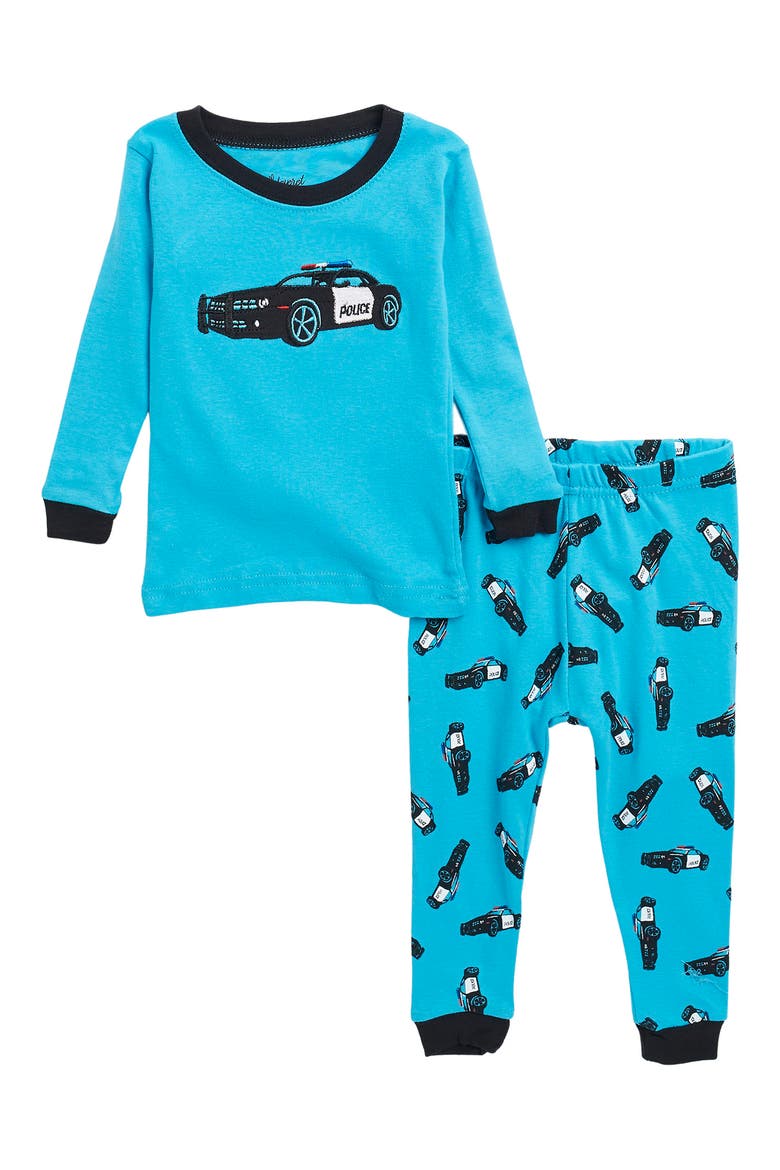 Two-Piece Printed Cotton Pajamas, Vehicles & Machines, Main, color, BLUE