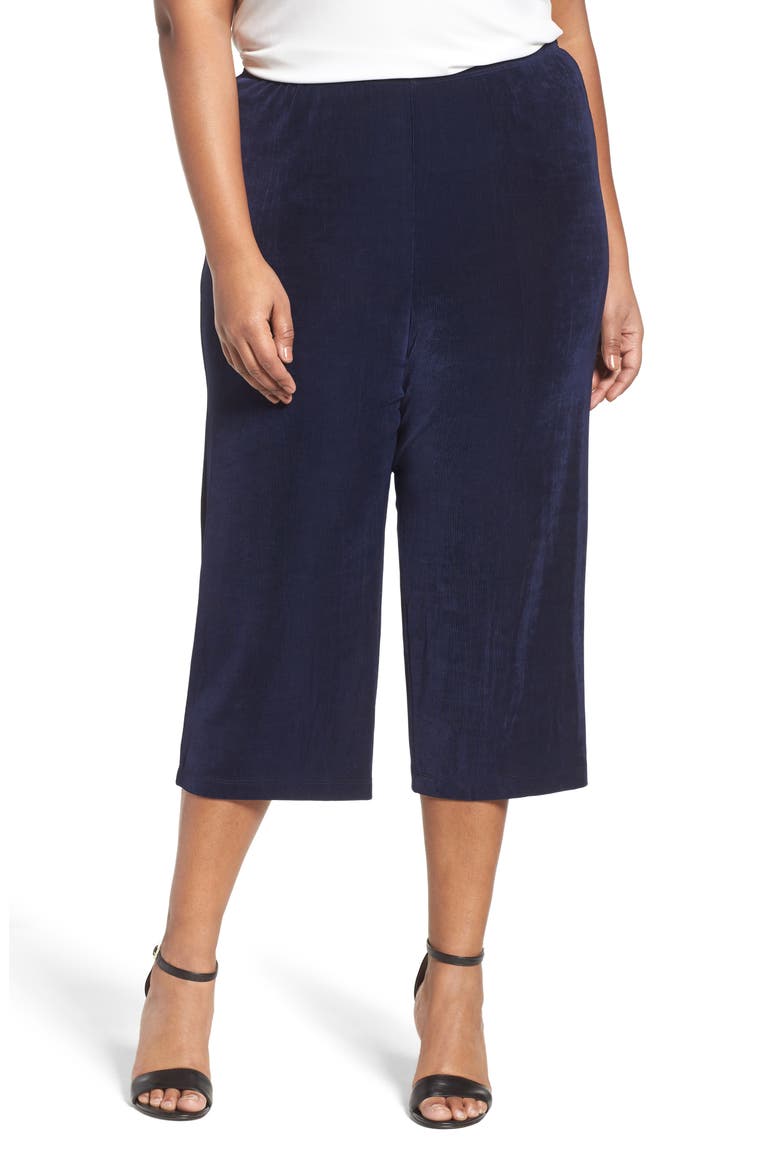 High Rise Stretch Knit Crop Pants, Main, color, NAVY
