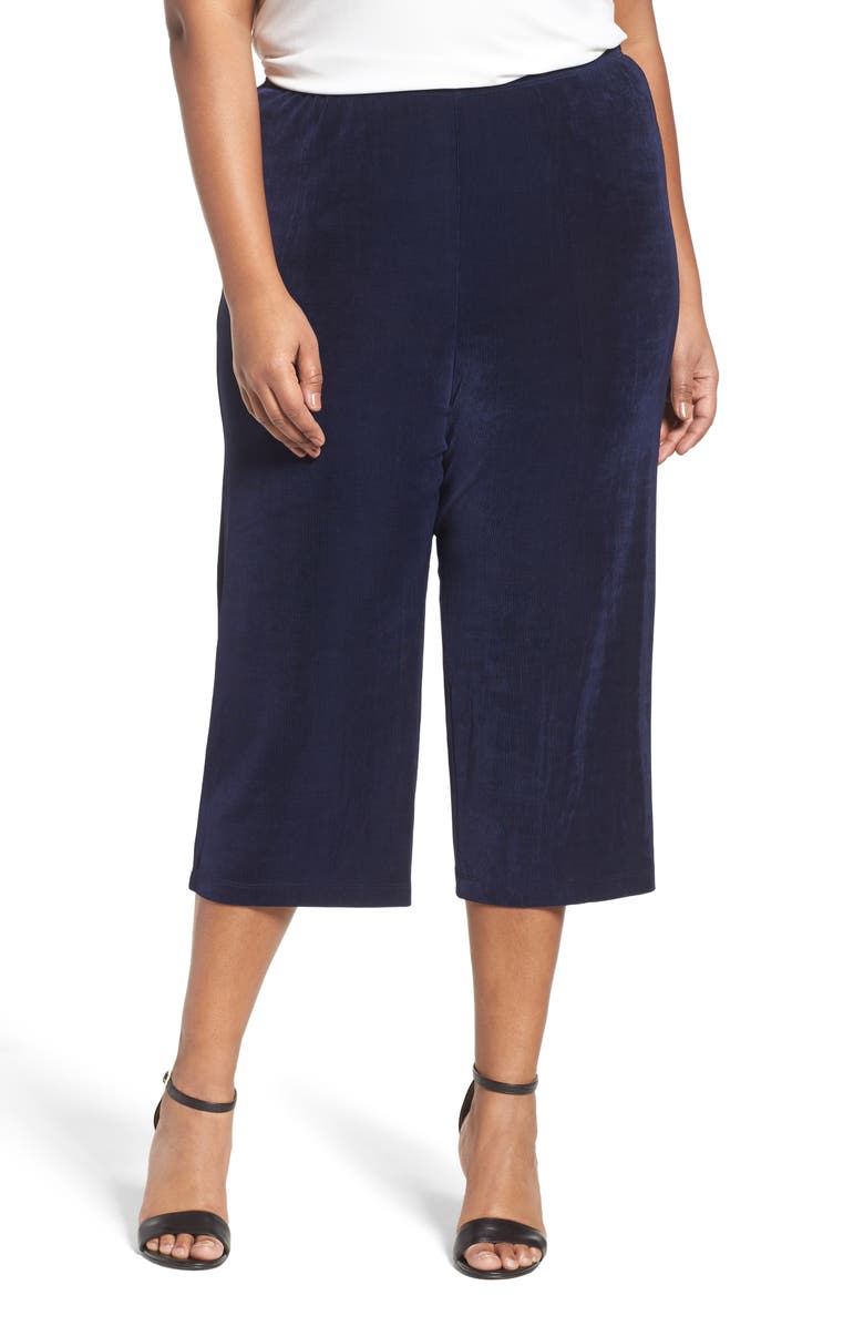 Vikki Vi High Rise Stretch Knit Crop Pants, Main, color, Navy