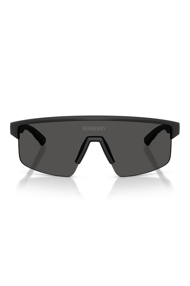 BE4498 138mm Rectangle Shield Sunglasses, Main, color, MATTE BLACK / DARK GREY