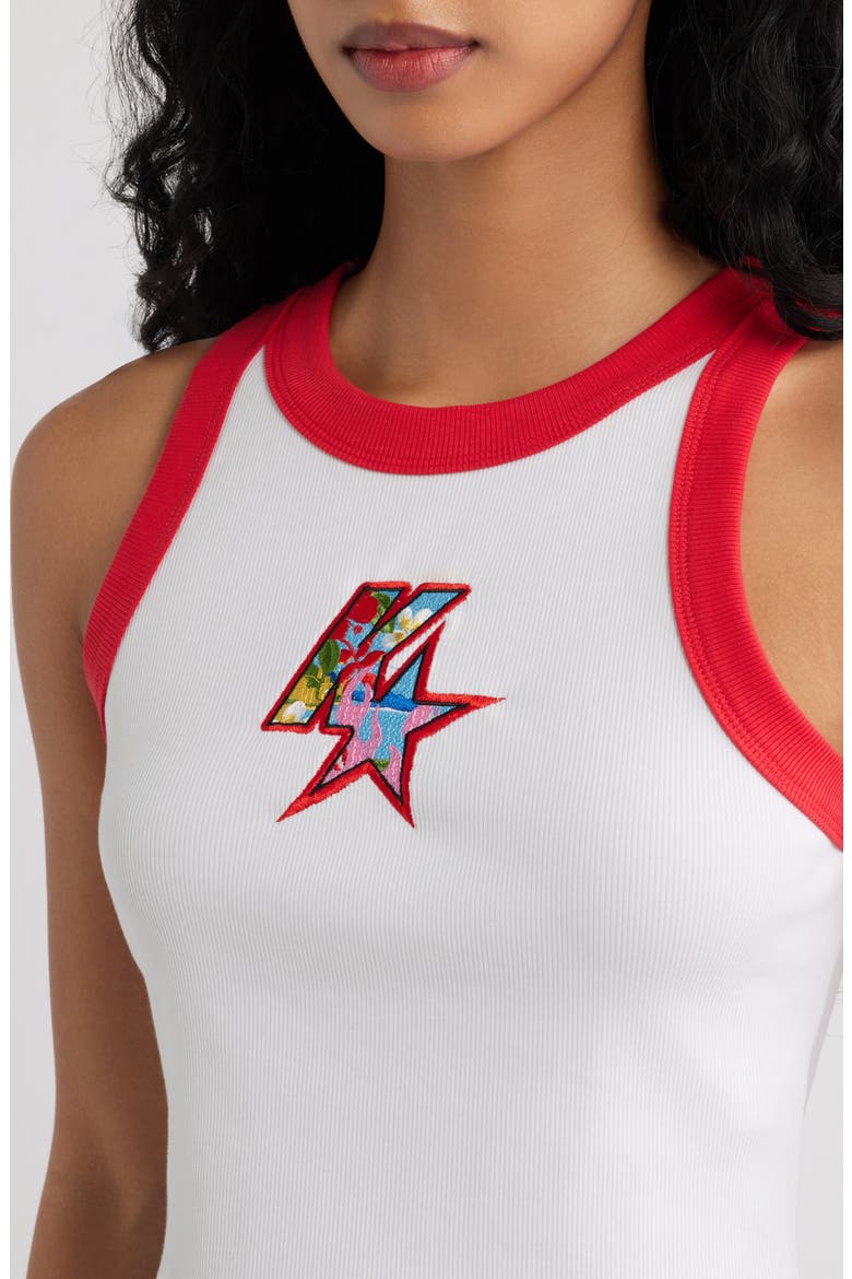 Embroidered Contrast Binding Crop Tank, Alternate, color, FASTLANE FLING