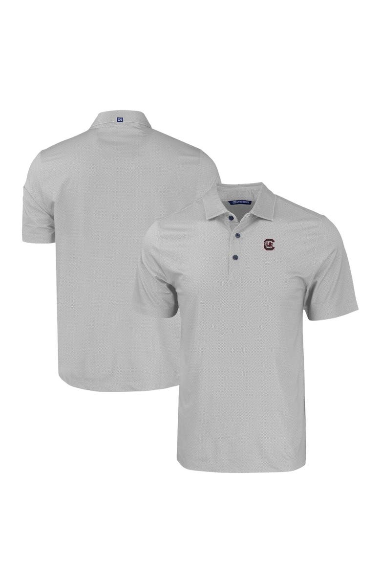 Cutter & Buck Men's Cutter & Buck Gray South Carolina Gamecocks Pike Eco Tonal Geo Print Stretch Recycled Polo, Main, color, 