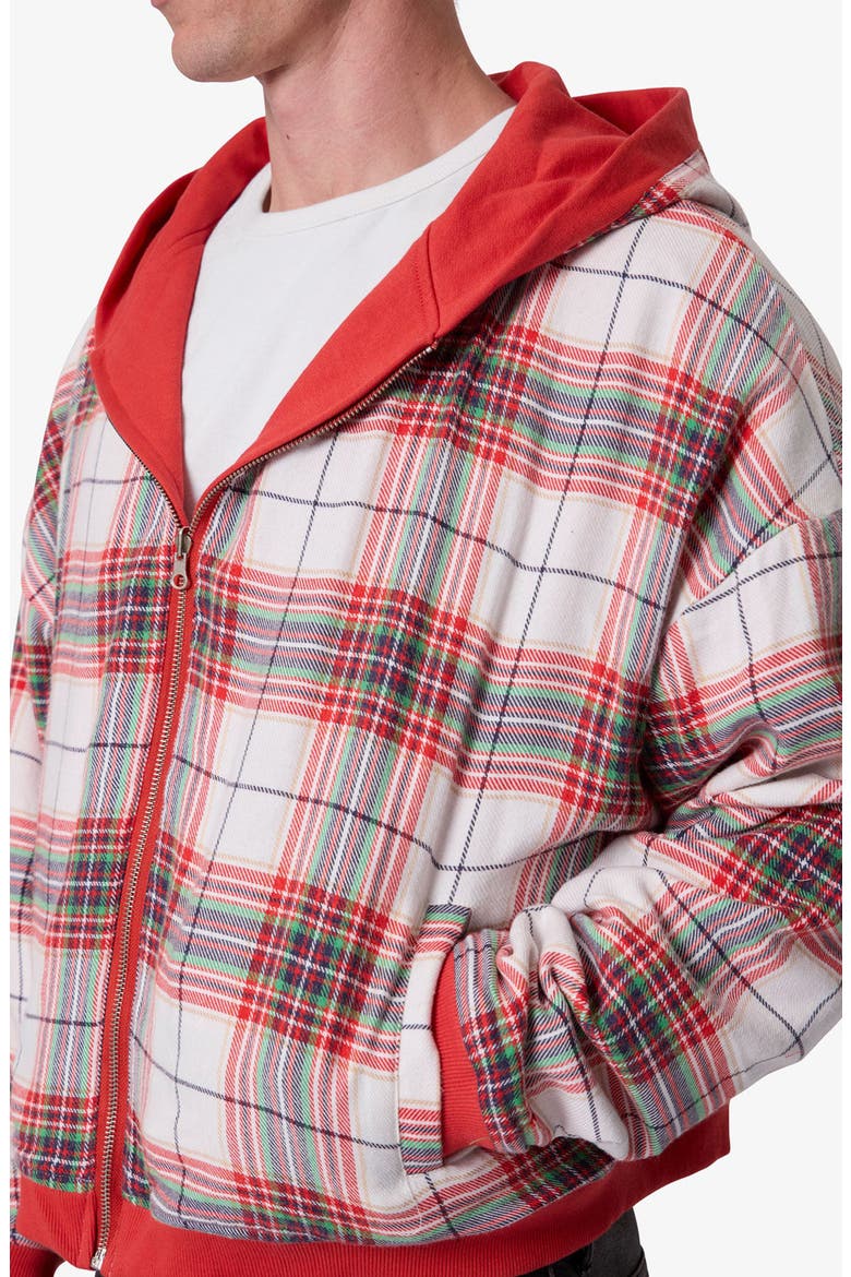 Reversible Flannel Zip Hoodie, Alternate, color, RED
