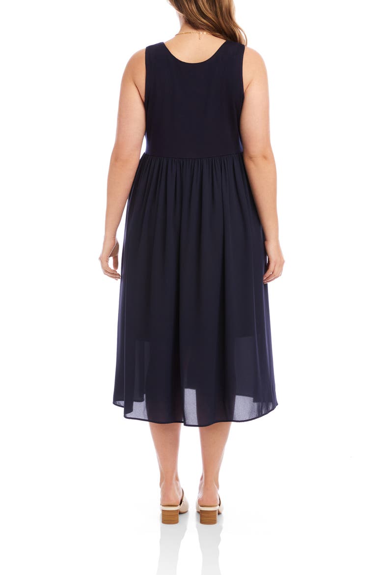 Sleeveless Contrast Midi Dress, Alternate, color, NAVY
