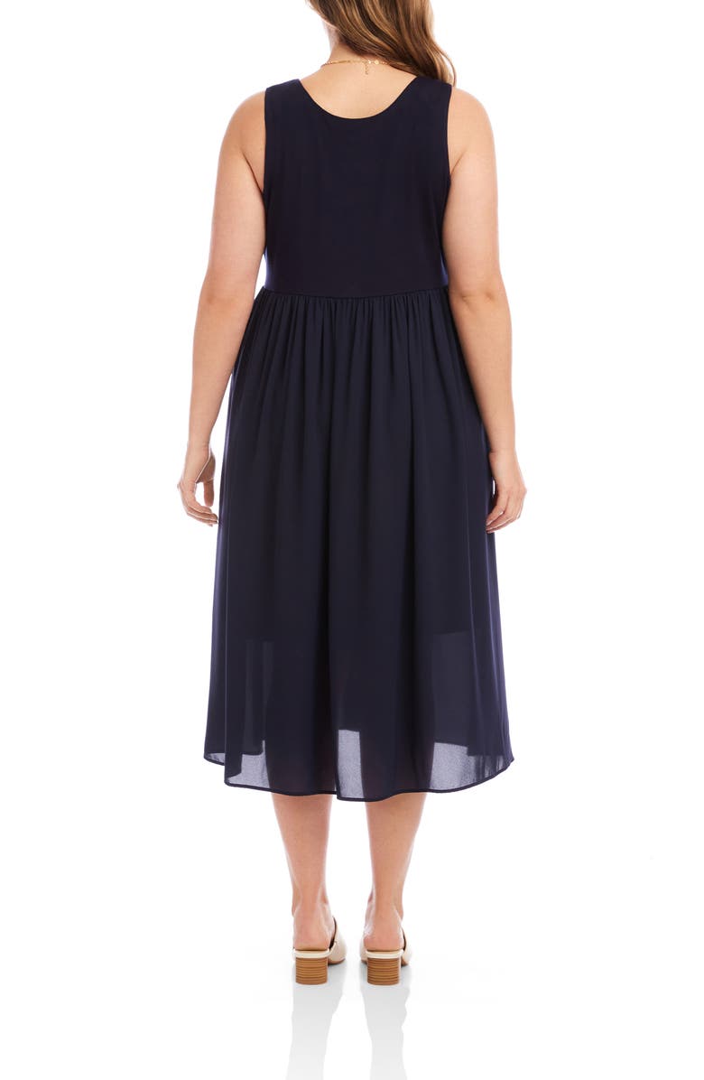 Karen Kane Sleeveless Contrast Midi Dress, Alternate, color, Navy