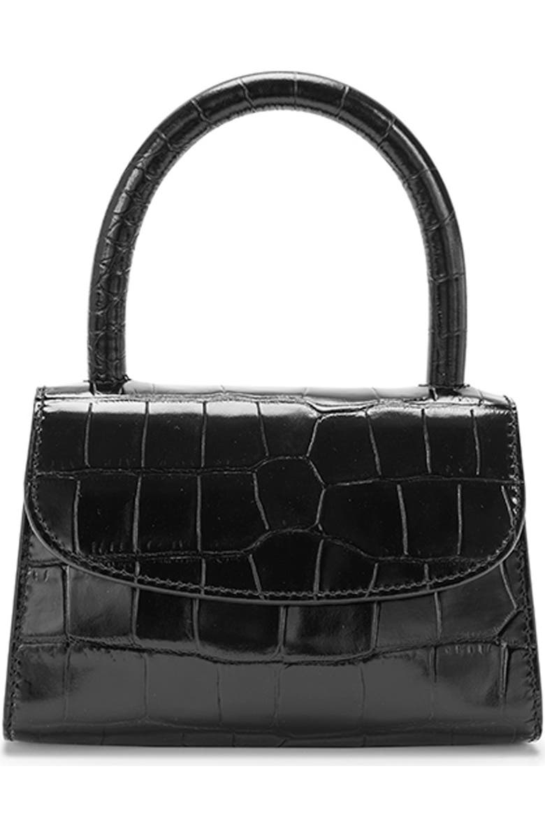 By Far Mini Croc Embossed Leather Top Handle Bag, Main, color,