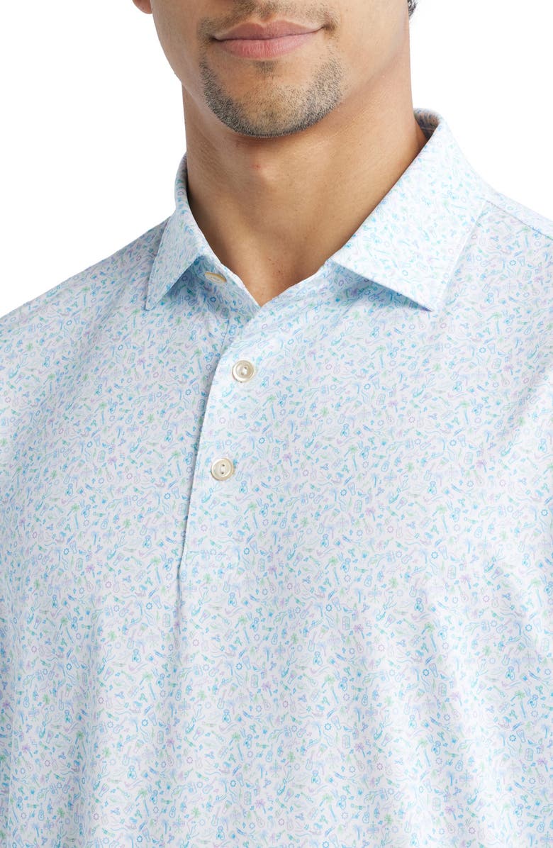 Peter Millar Island Jammin' Party Print Performance Jersey Polo, Alternate, color, White
