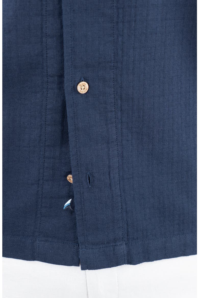 Cotton Dobby Cabana Shirt, Alternate, color, NAVY BLAZER