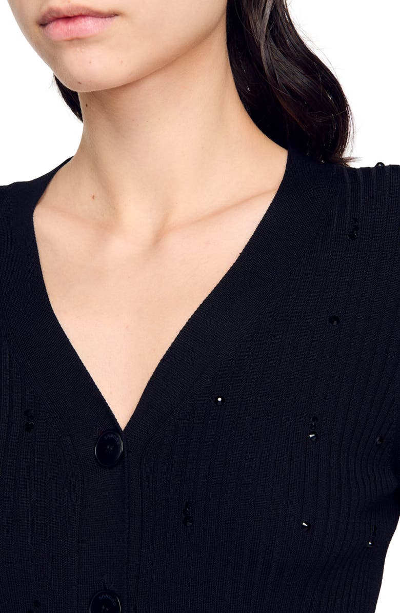 SANDRO Rhinestone cardigan, Alternate, color, 