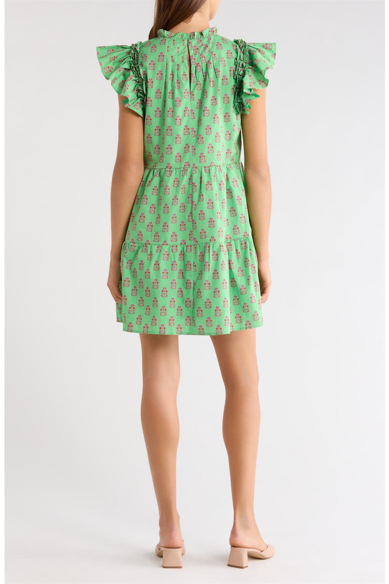 Lauren Floral Tiered Cotton Dress, Alternate, color, LIME-MULTI