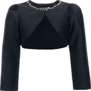 Tulleen Cropped Satin Cardigan