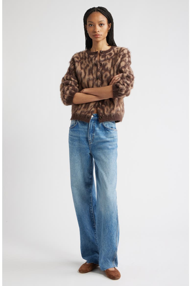 Leopard Crewneck Cardigan, Alternate, color, BROWN COFFEE ANIMAL