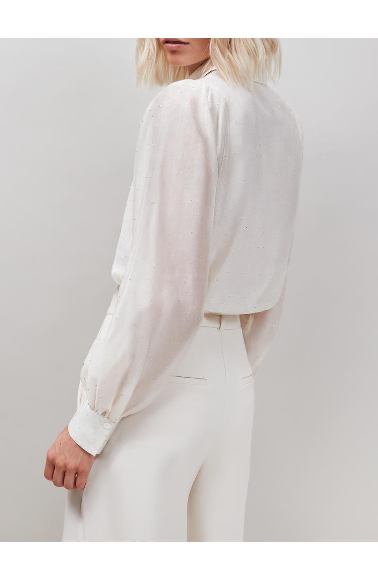 Ro&Zo Button Up Mini Diamante Shirt, Alternate, color, Ivory