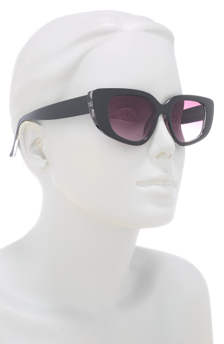 Vince Camuto Narrow Cat Eye Sunglasses, Alternate, color, Black