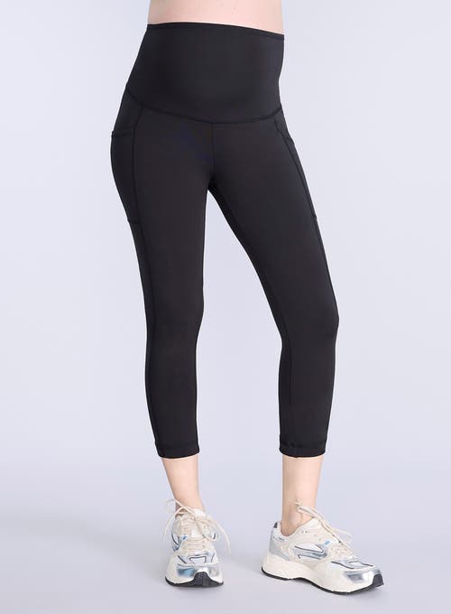 Motherhood Maternity High Waist Over The Belly Active Pocket Crop Legging In Black