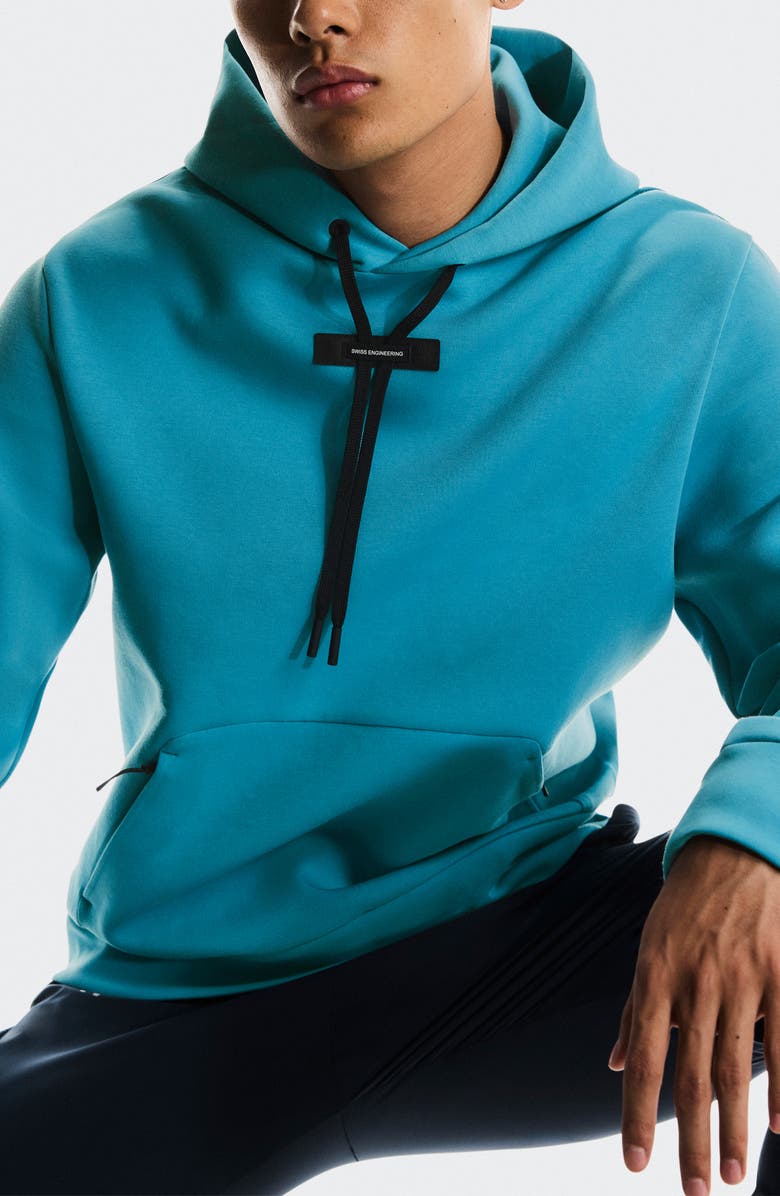 On Focus Tech Hoodie, Alternate, color, Niagara