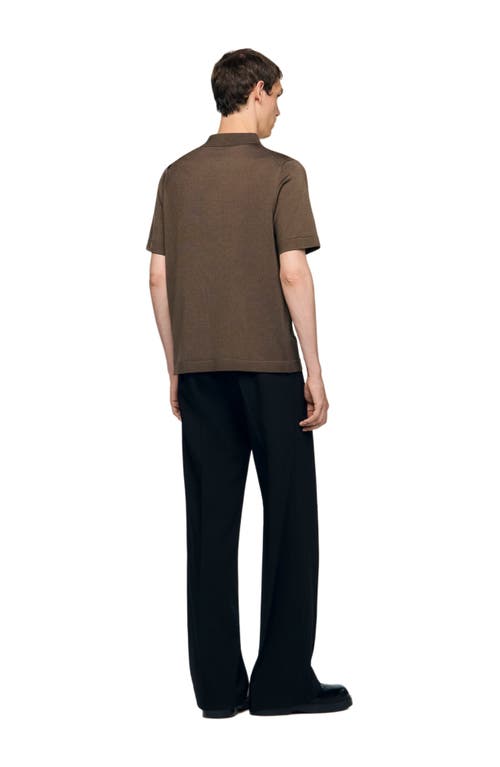Sandro Knitted Polo With Zip Collar In Brown