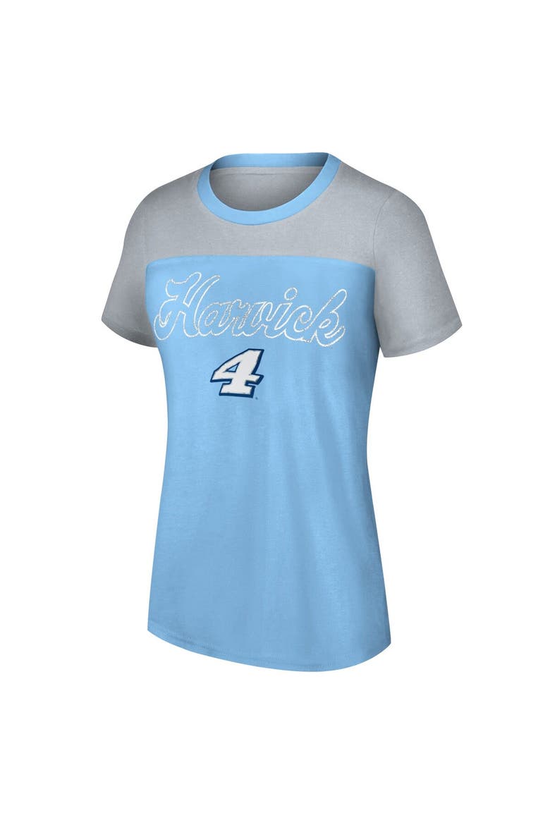 Women's G-III 4Her by Carl Banks Light Blue Kevin Harvick Cheer Color Blocked T-Shirt, Alternate, color, Light Blue