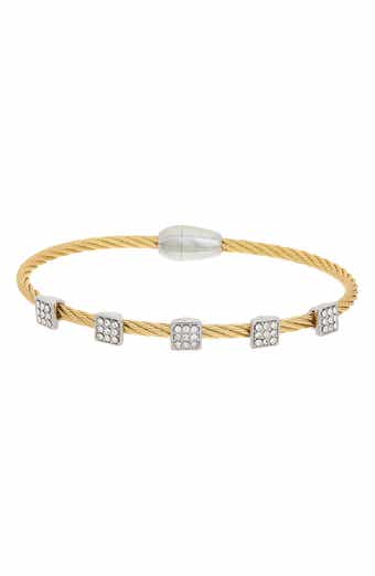 Juvell Pavé Cubic Zirconia Station Cable Bangle Bracelet