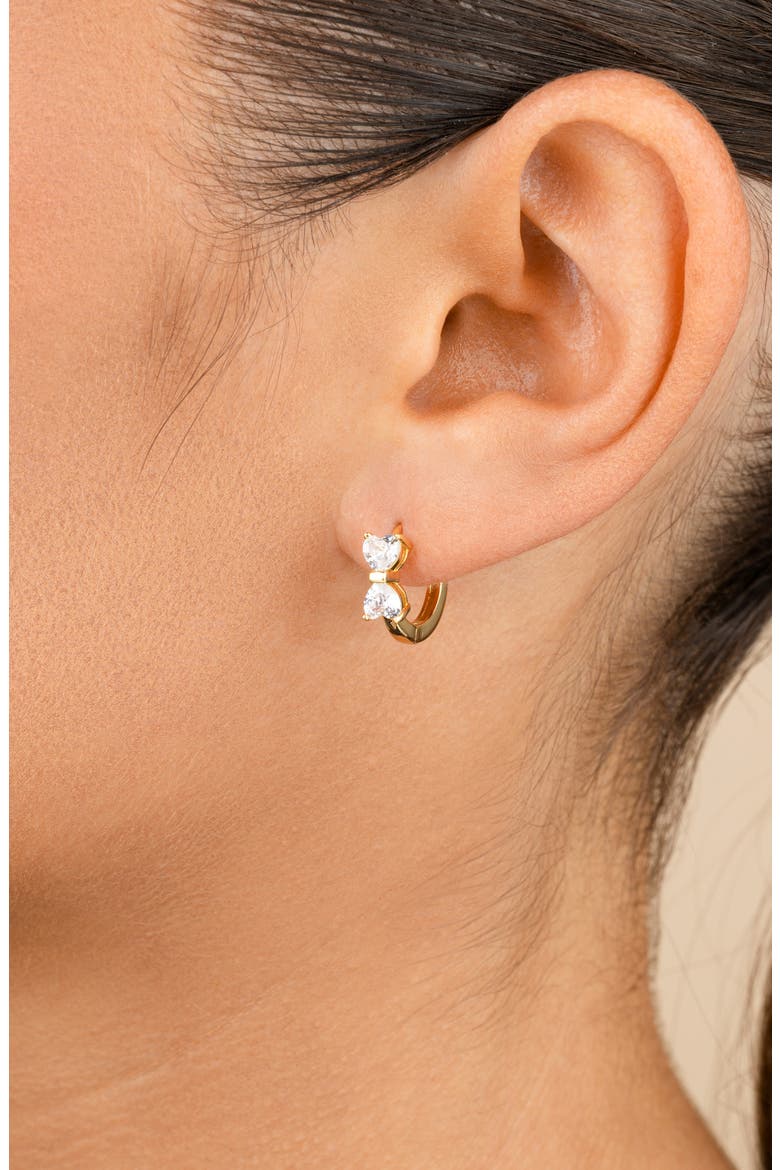 Ravenna Cubic Zirconia Hoop Earrings, Alternate, color, GOLD