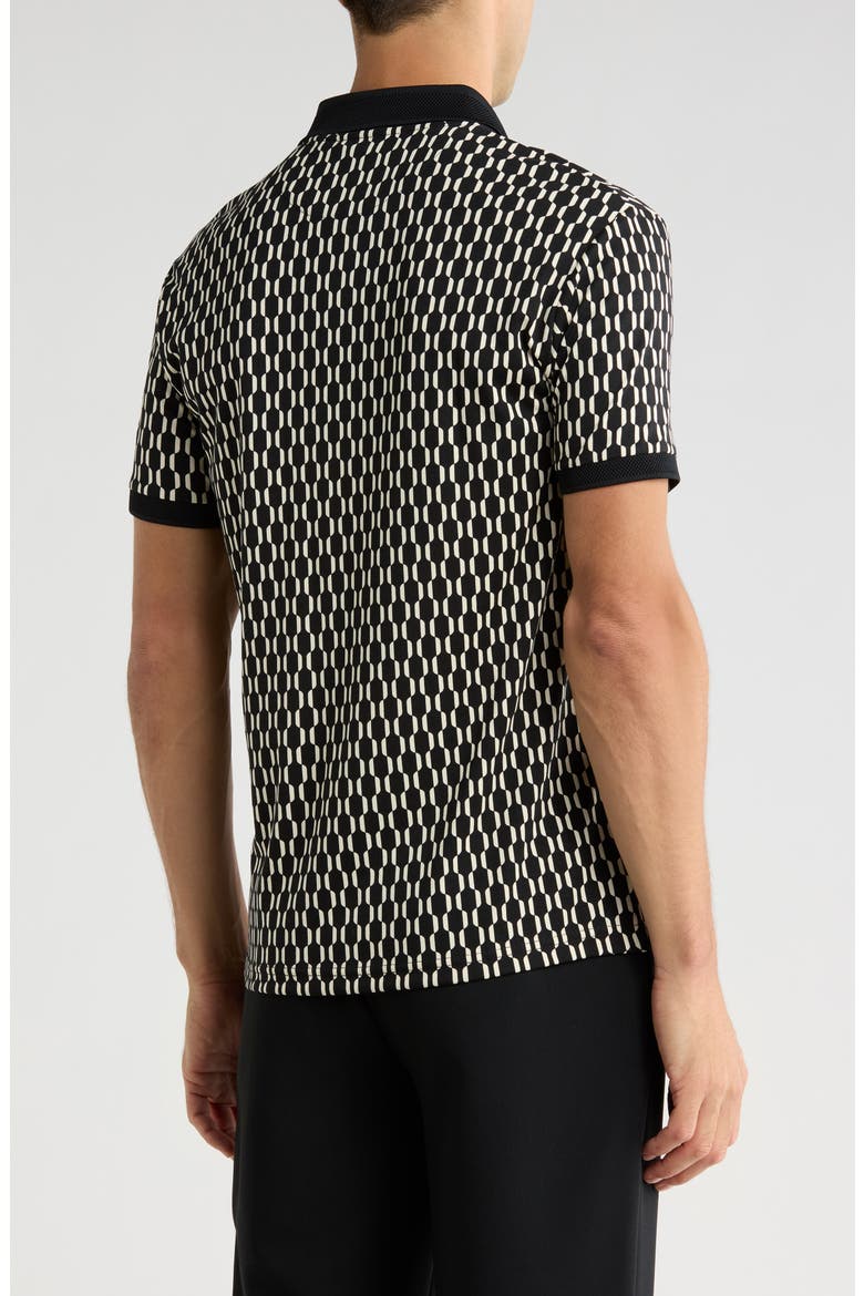 Geometric Print Quarter Zip Polo, Alternate, color, BLACK