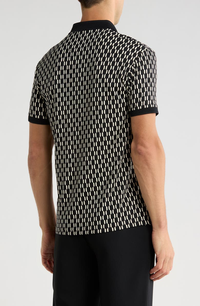 Cactus Man Geometric Print Quarter Zip Polo, Alternate, color, Black