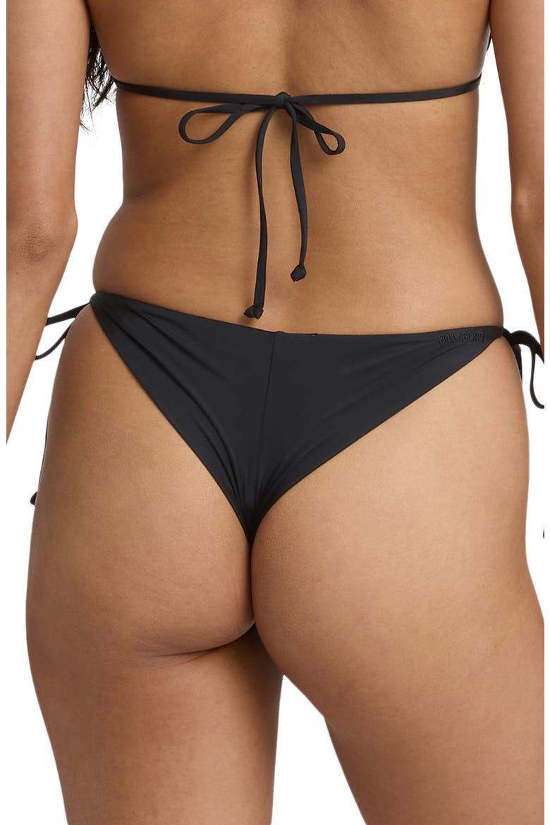 Sol Searcher Tanga Side Tie Bikini Bottoms, Alternate, color, BLACK PEBBLE