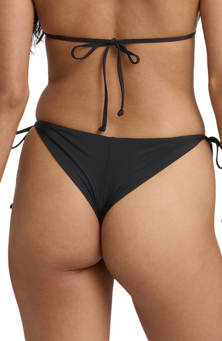 Billabong Sol Searcher Tanga Side Tie Bikini Bottoms, Alternate, color, Black Pebble