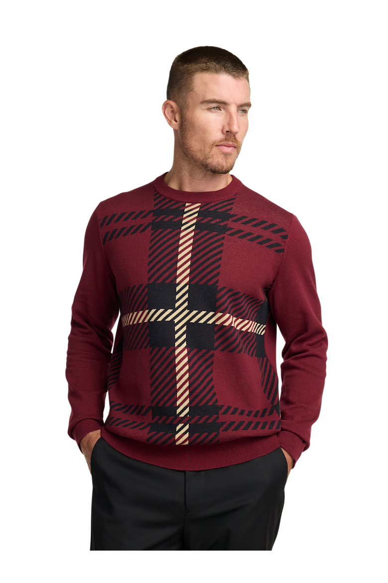 Cotton Crewneck Sweater, Alternate, color, Burgundy