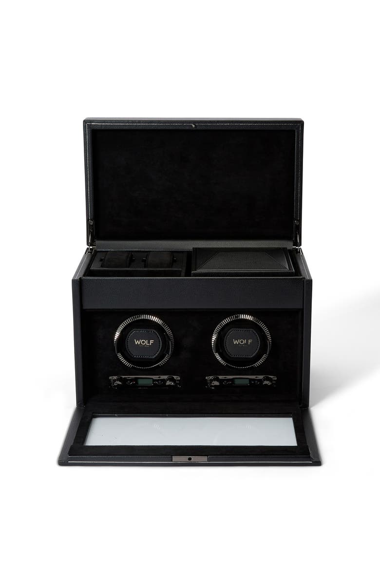 WOLF British Racing Double Watch Winder with Storage, Alternate, color, Black