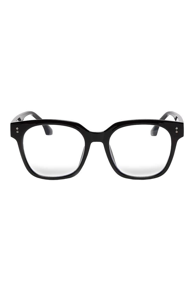 Sage 53mm Round Blue Light Blocking Glasses, Main, color, BLACK/ CLEAR