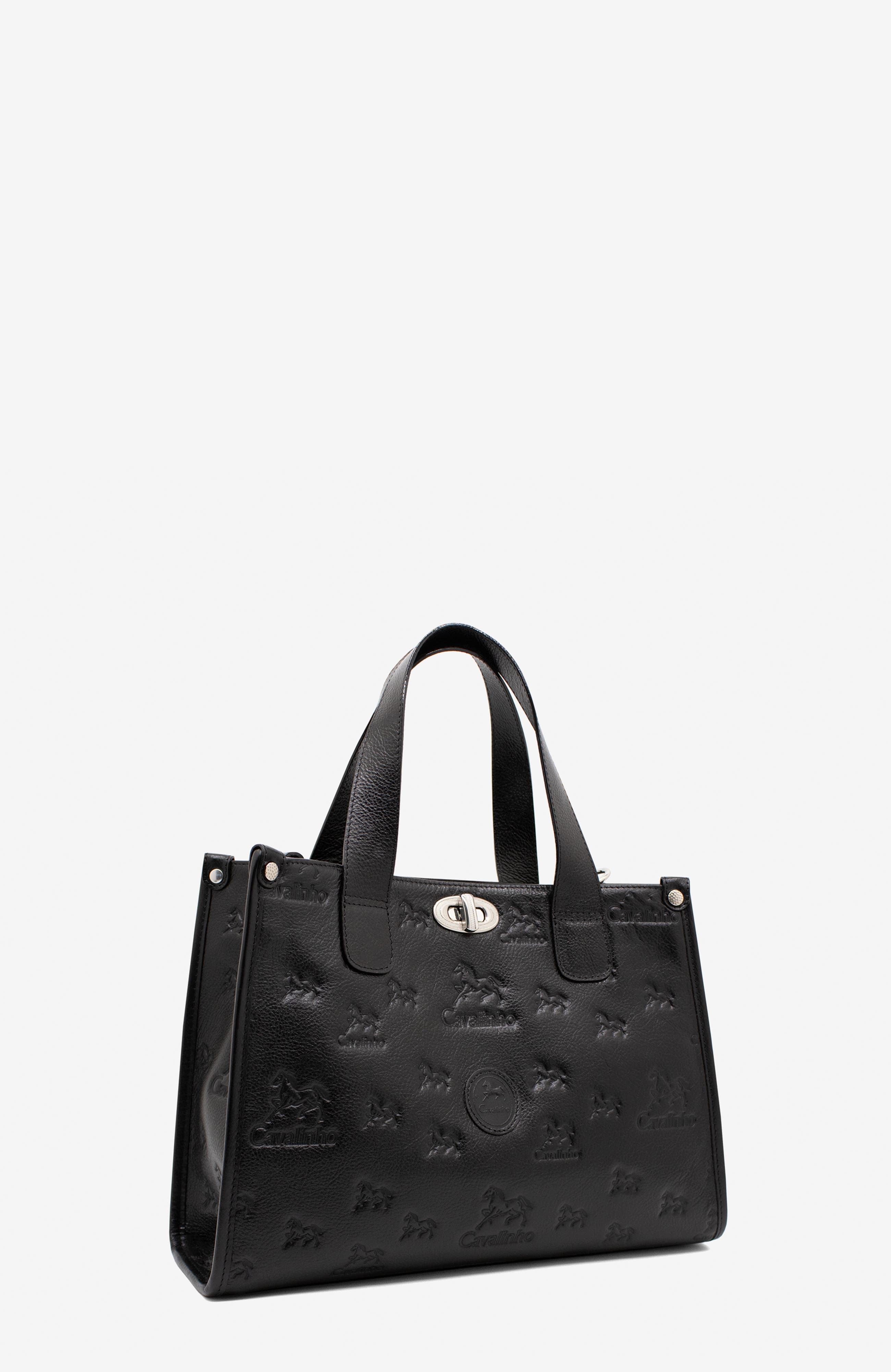 Cavalo Lusitano Leather Handbag 551, Alternate, color, Black