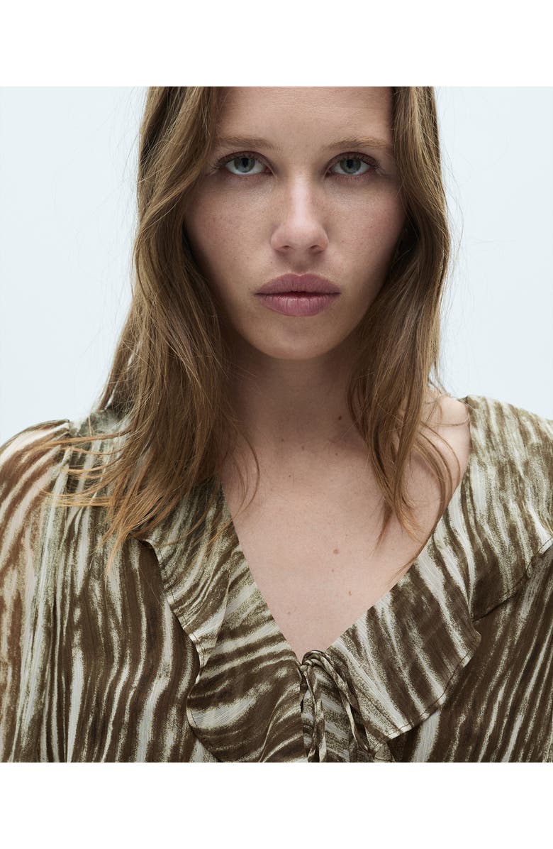 MANGO Ruffle Print Long Sleeve Minidress, Alternate, color, 