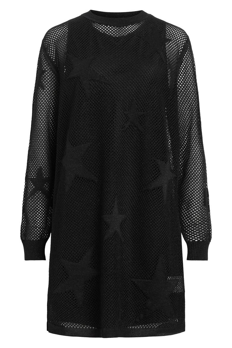 Seraph Star Long Sleeve Mesh Minidress, Alternate, color, BLACK