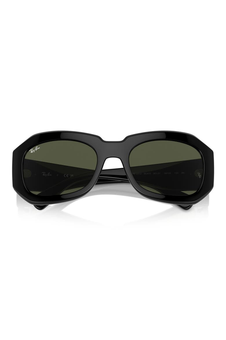 Pillow Beate 56mm Wrap Sunglasses, Alternate, color, BLACK