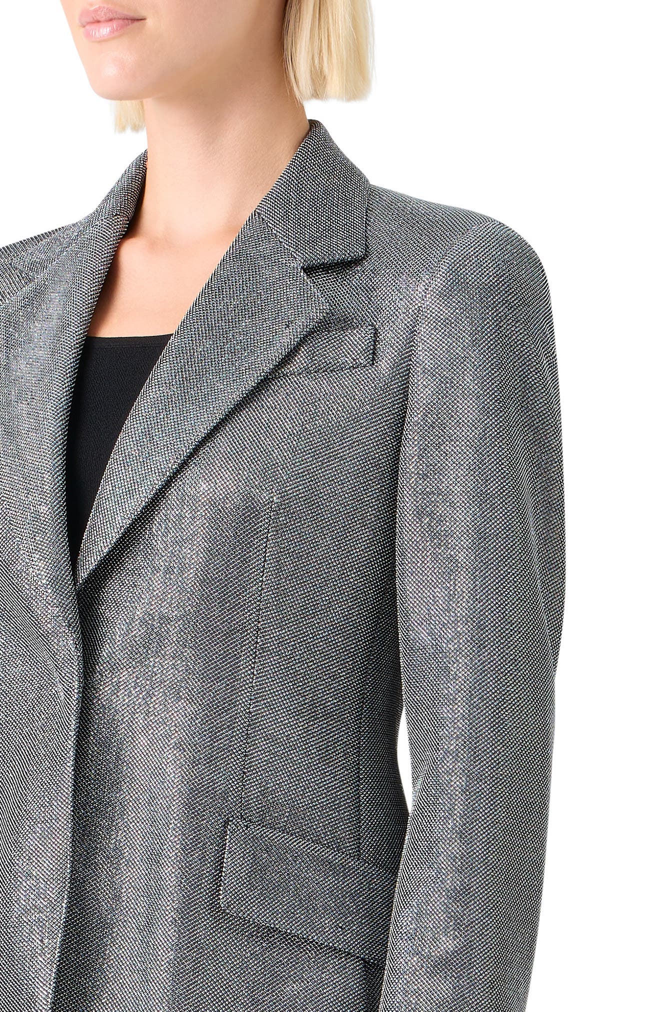 Akris punto Metallic Bird's Eye Knit Blazer (Women) | Nordstrom