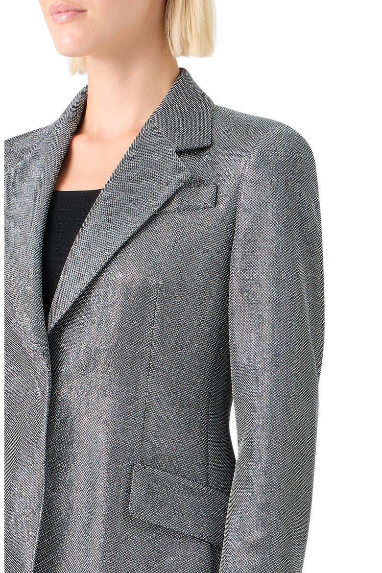Metallic Bird's Eye Knit Blazer, Alternate, color, BRUSHED STEEL