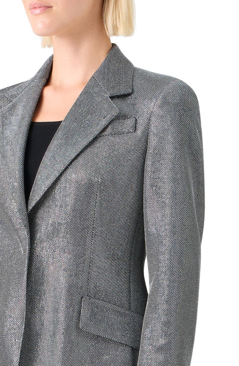 Akris punto Metallic Bird's Eye Knit Blazer, Alternate, color, Brushed Steel